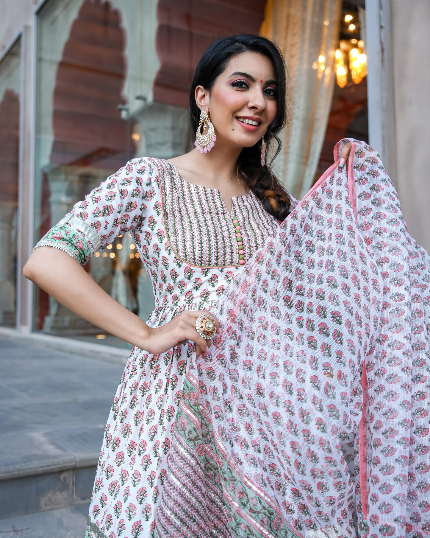 Peach Ciara Handblock Gota Sharara Set My Store