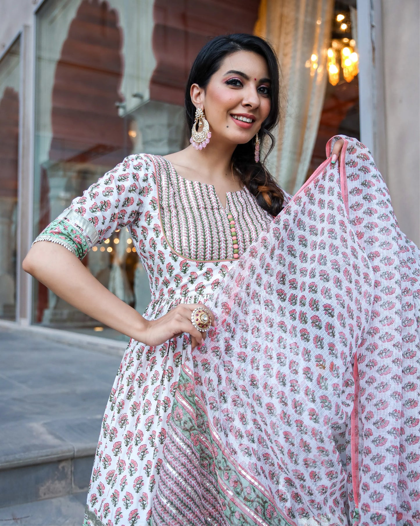 Peach Ciara Handblock Gota Sharara Set My Store