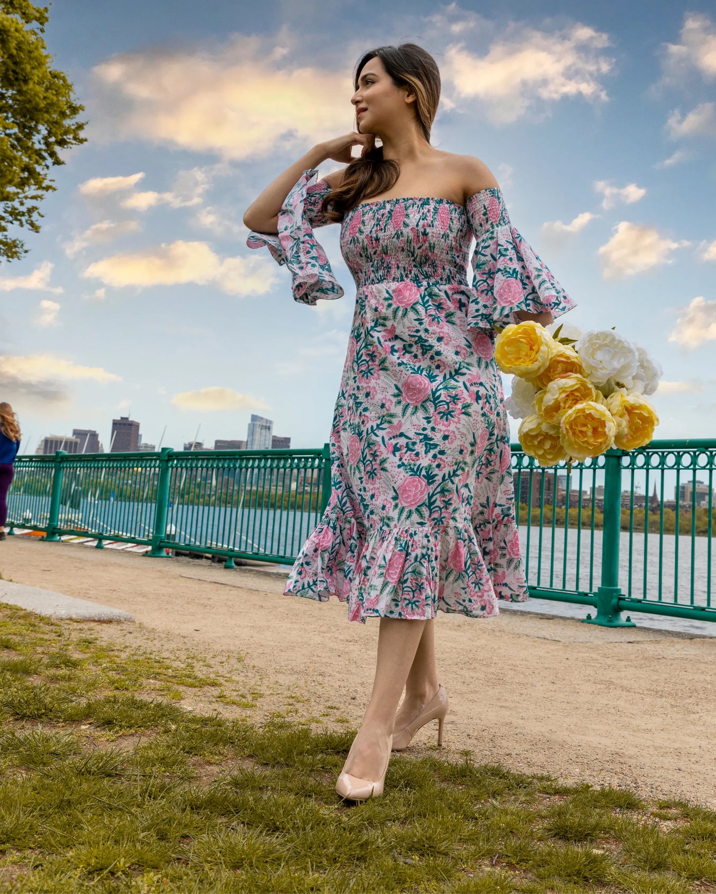 Summer Pink Smocked Cotton Dress My Store