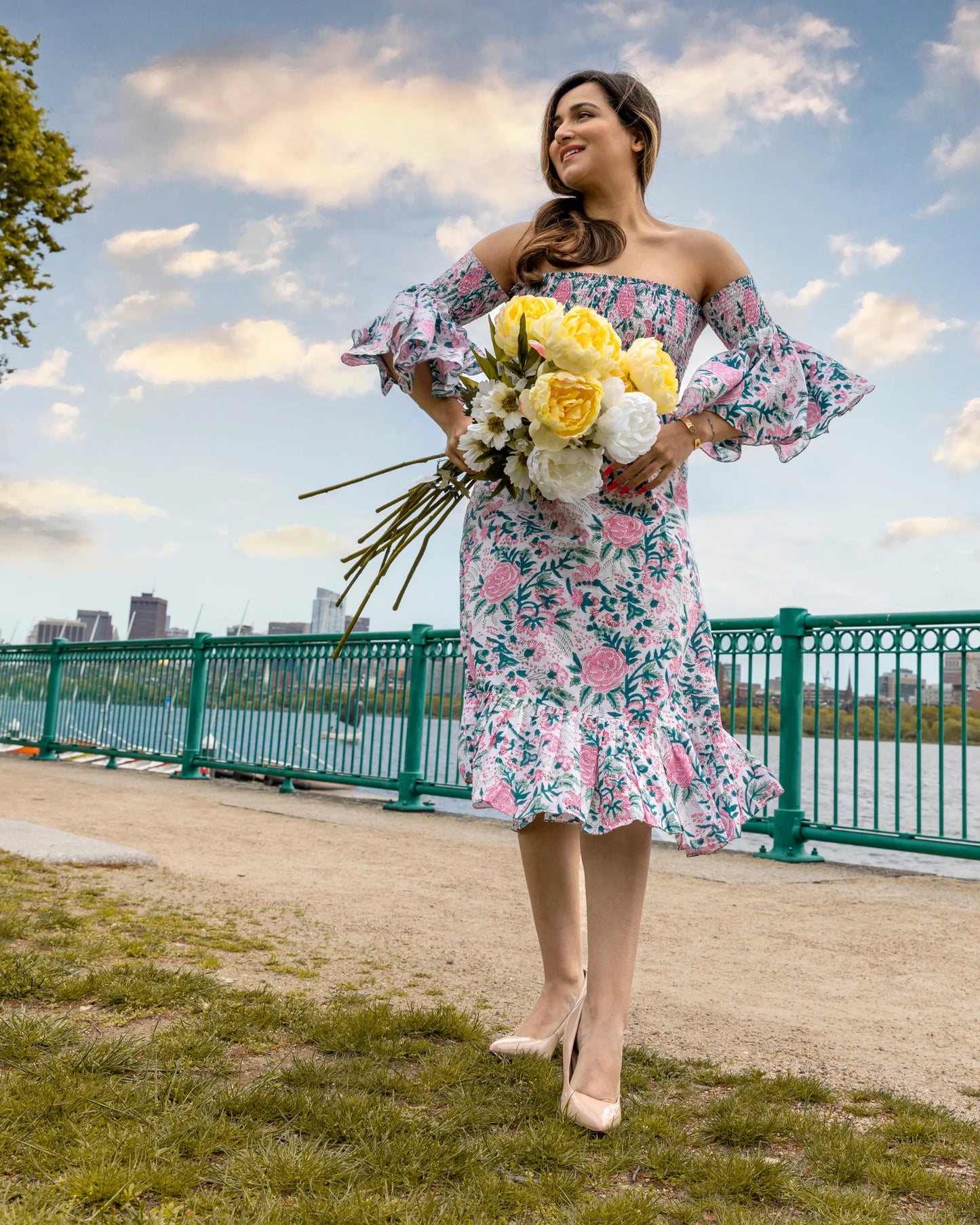 Summer Pink Smocked Cotton Dress My Store