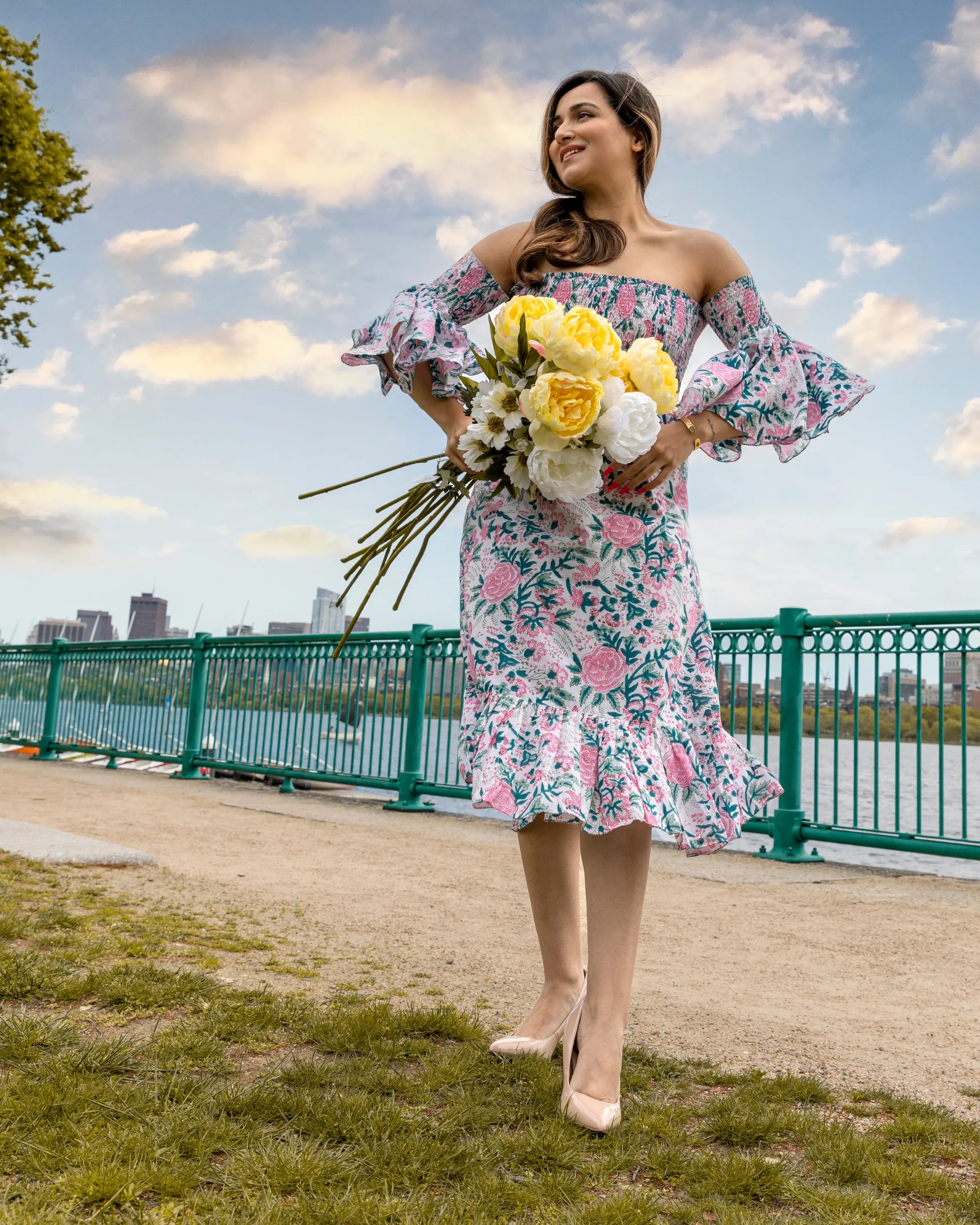 Summer Pink Smocked Cotton Dress My Store