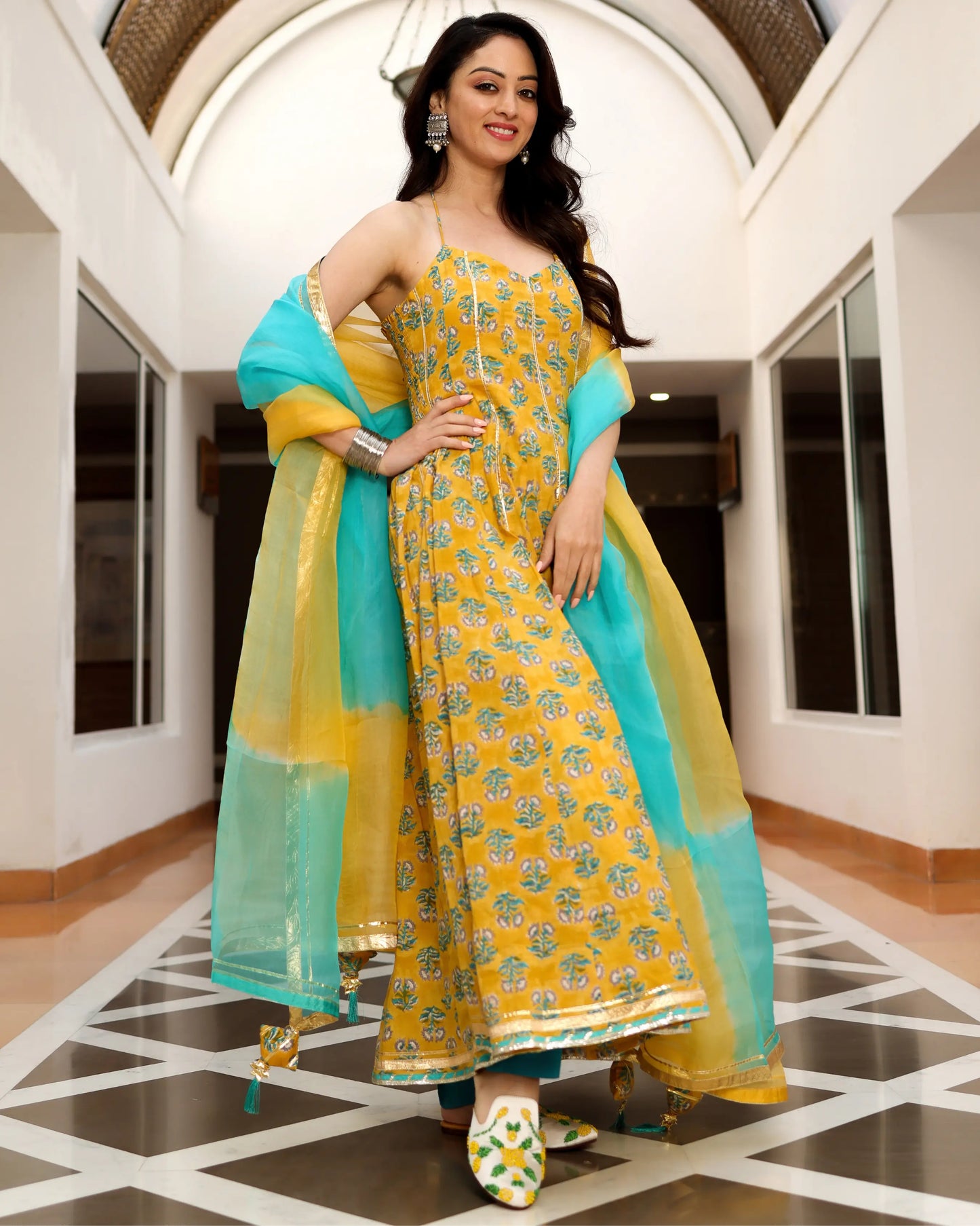 Curl Yellow Handblock Suit Set My Store