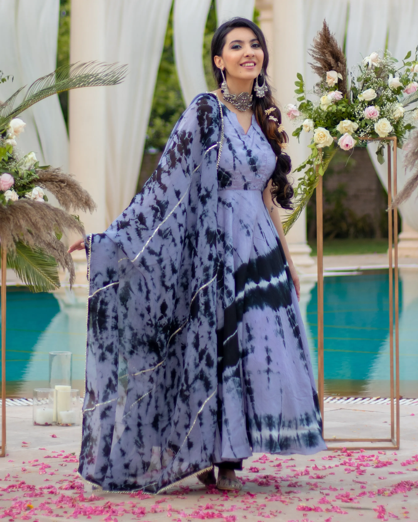 Black Bean Tie & Dye Silk Suit Set My Store