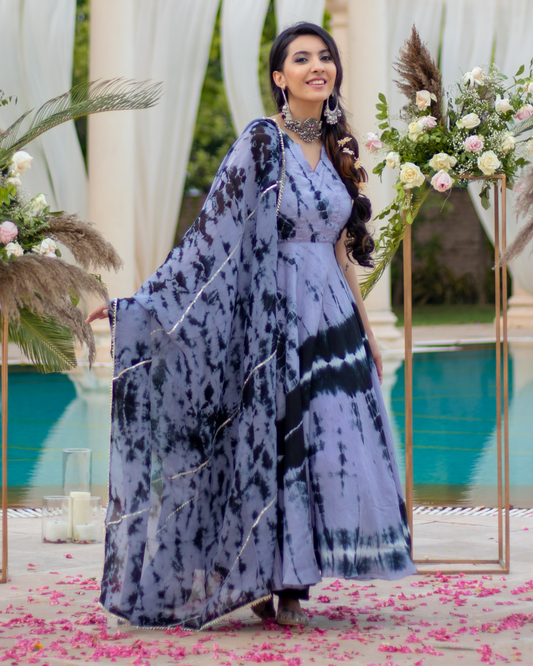 Black Bean Tie & Dye Silk Suit Set Quick Cart