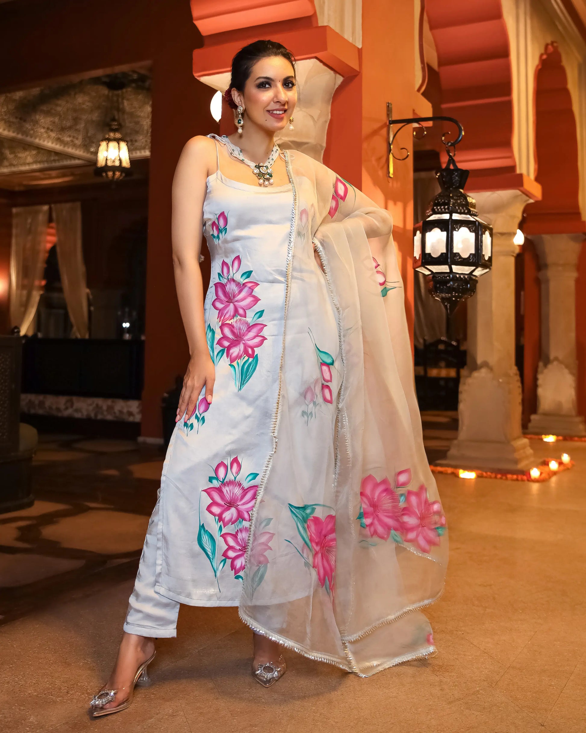 Arabic Grey Handpainted Suit Set My Store