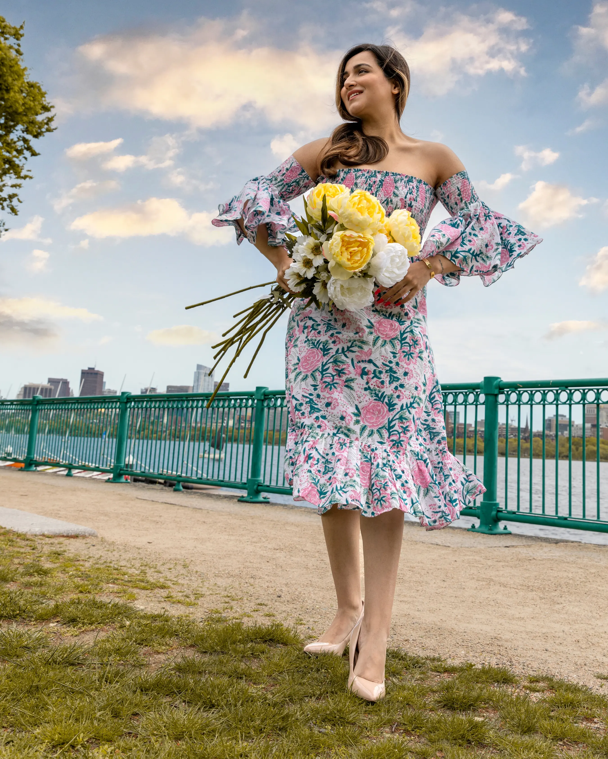 Summer Pink Smocked Cotton Dress My Store
