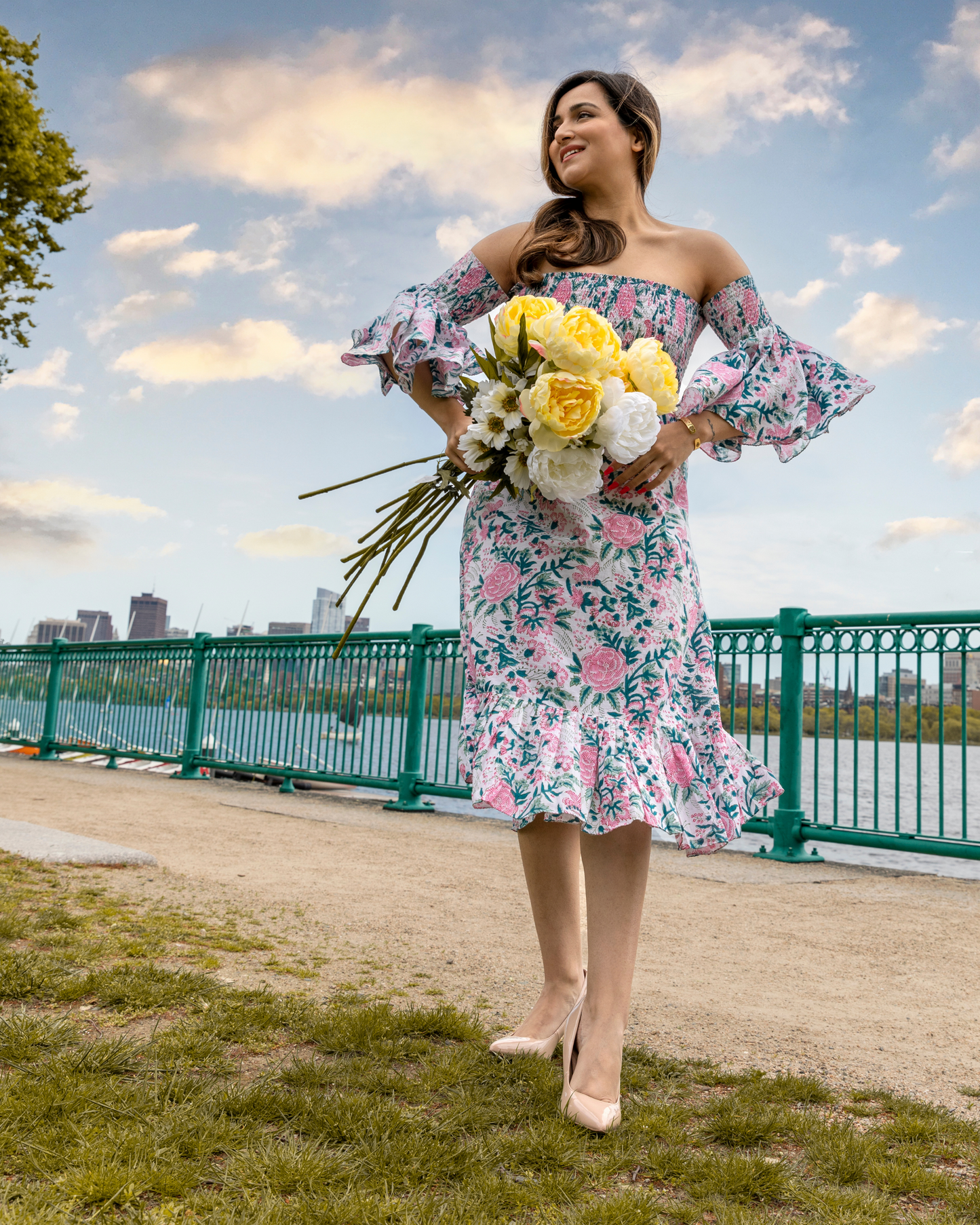 Summer Pink Smocked Cotton Dress Quick Cart