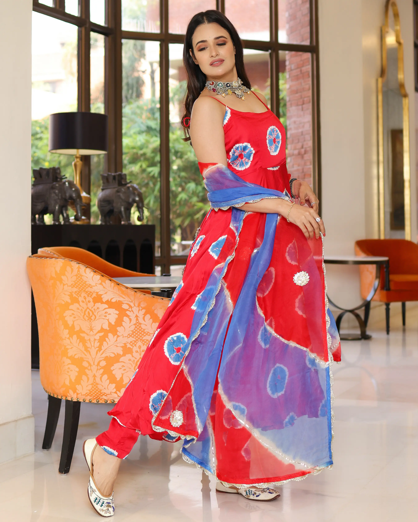 Red Cherry Tie And Dye Suit Set My Store