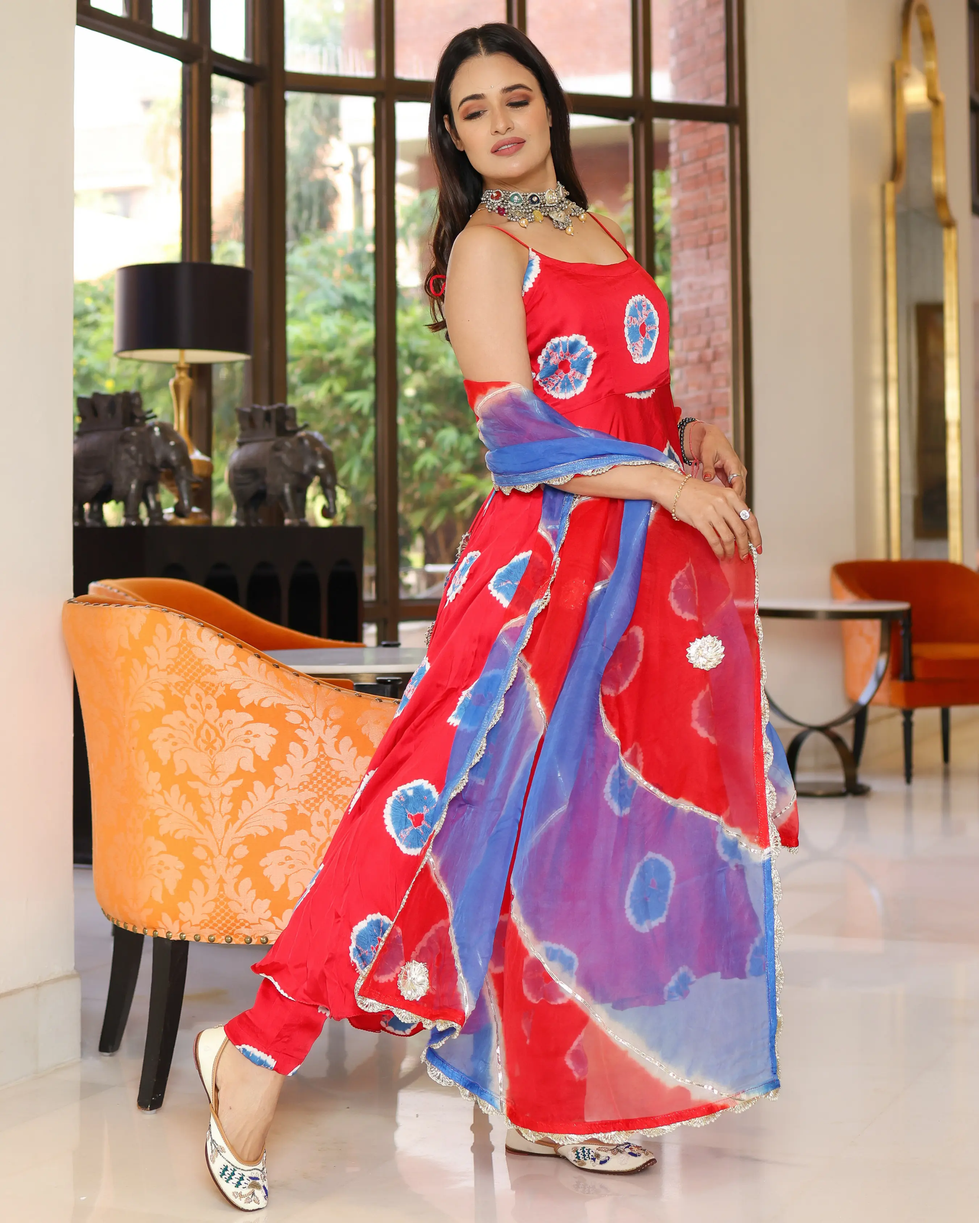 Red Cherry Tie And Dye Suit Set My Store