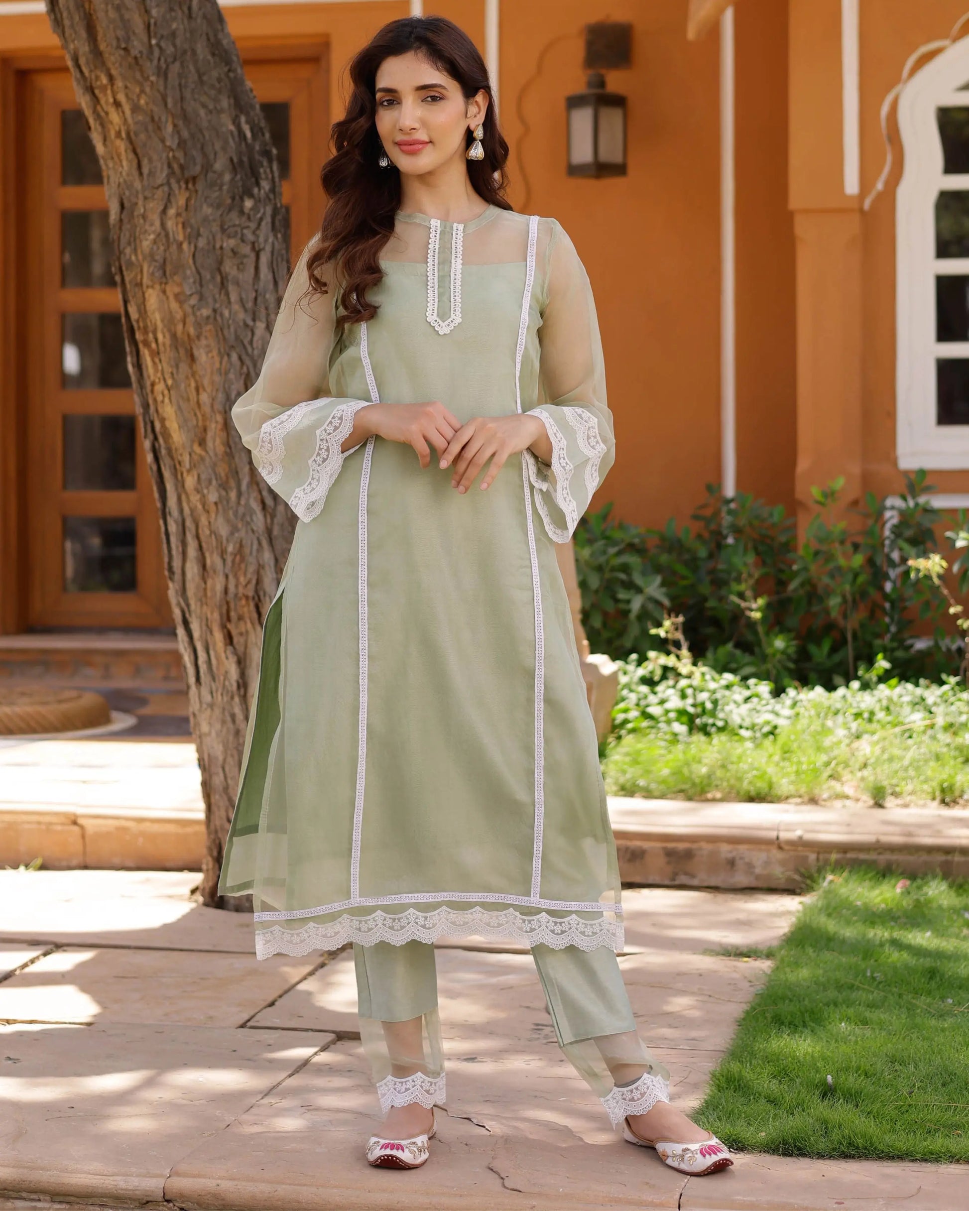 Lucy Organza Straight Kurta Set My Store