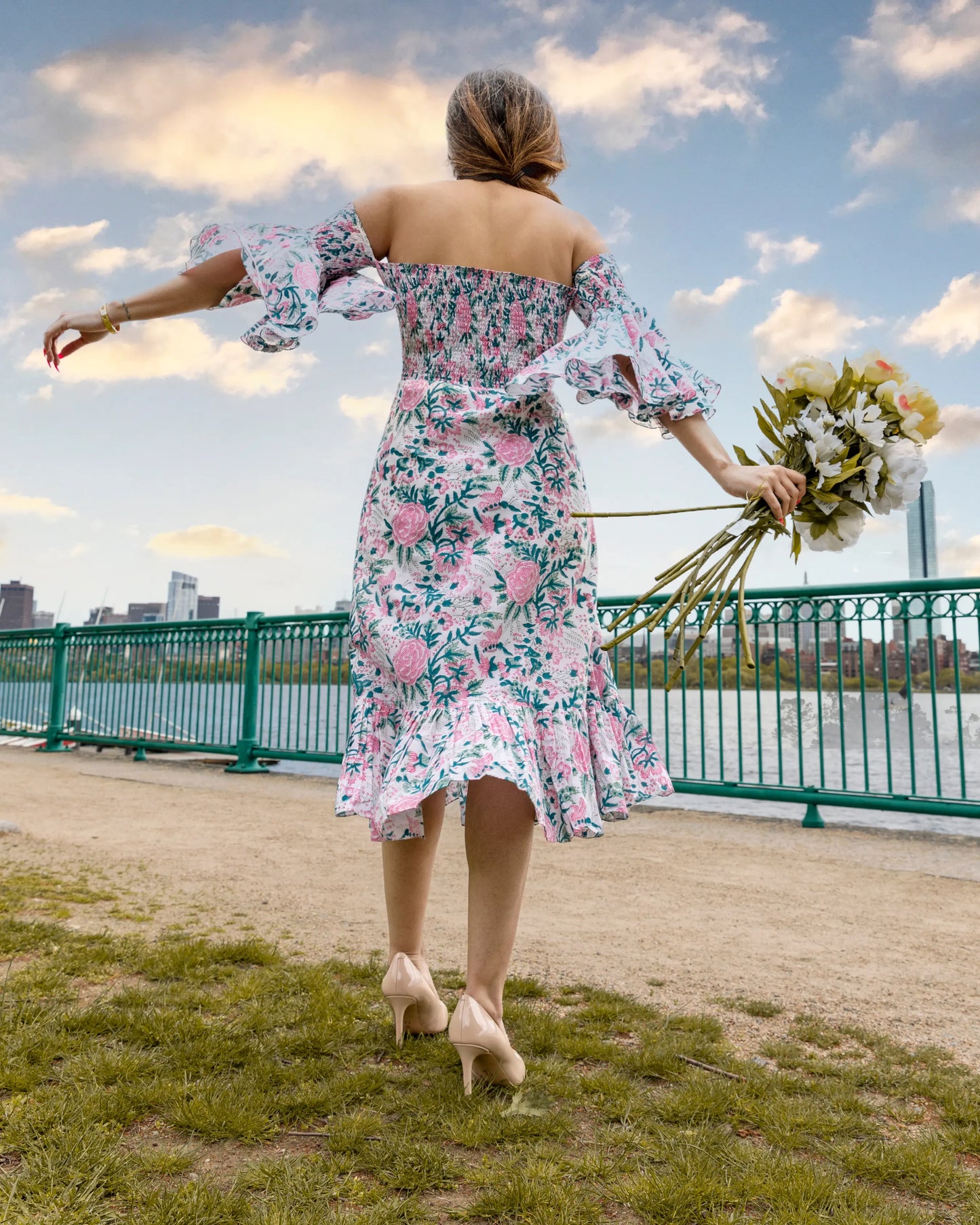 Summer Pink Smocked Cotton Dress My Store