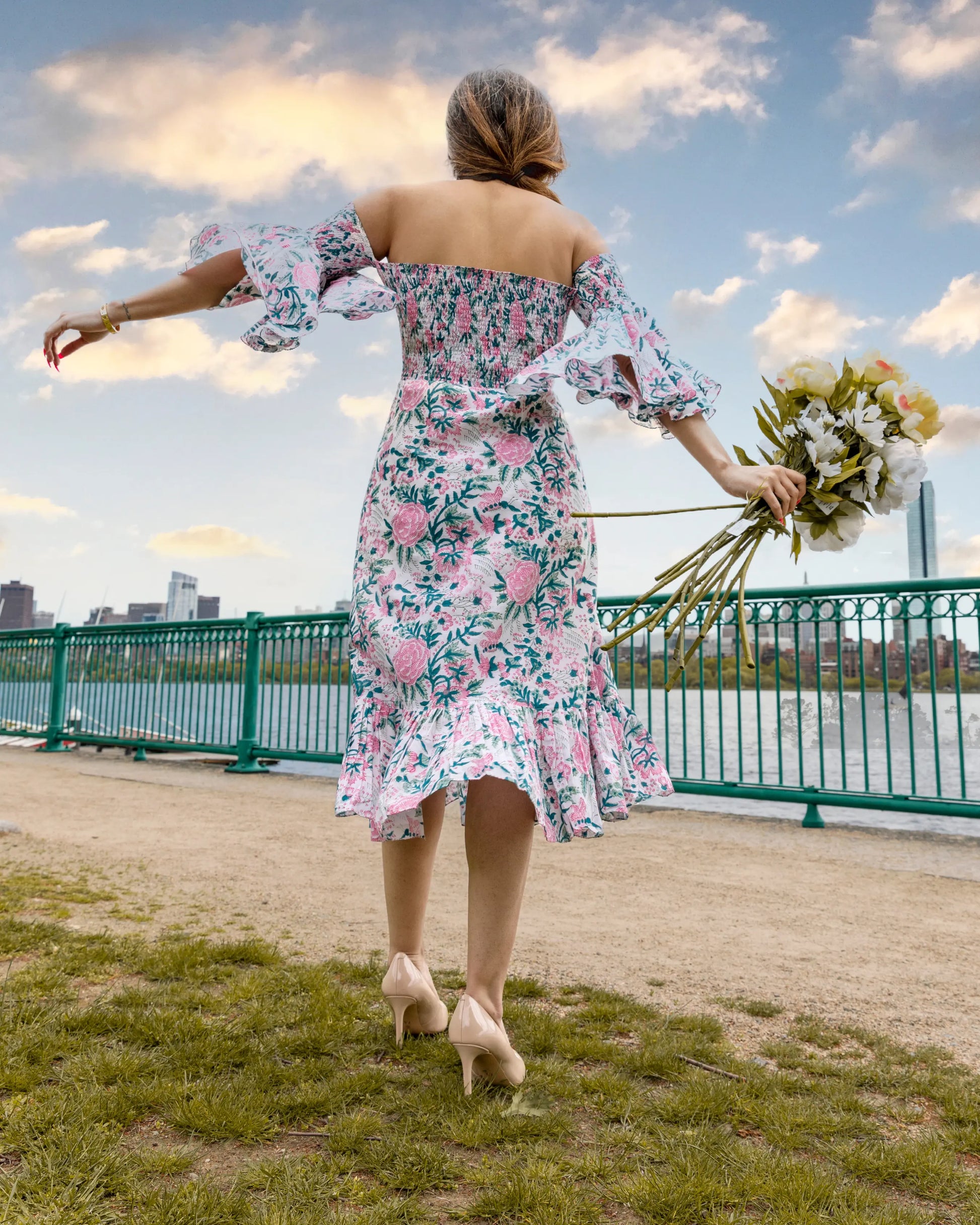 Summer Pink Smocked Cotton Dress My Store