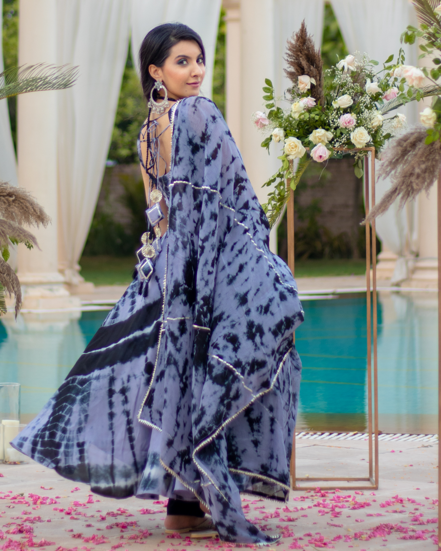 Black Bean Tie & Dye Silk Suit Set Quick Cart