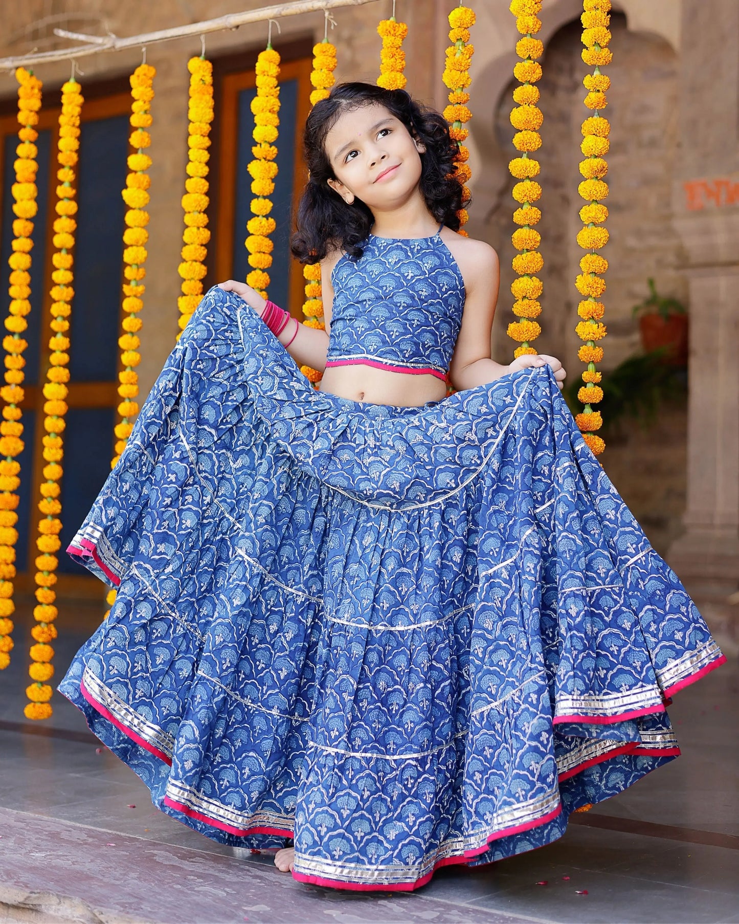Moana Handblock Cotton Lehenga Set My Store