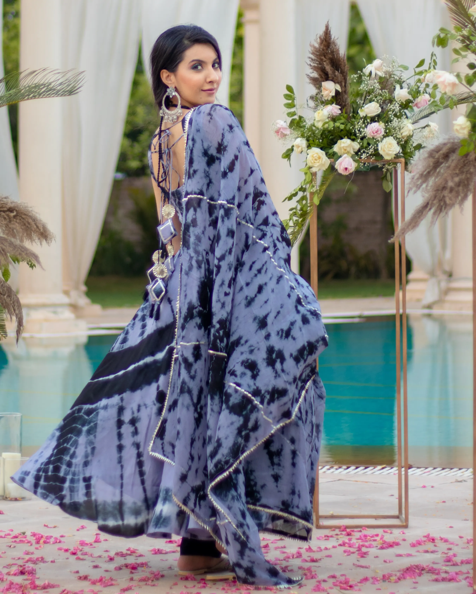 Black Bean Tie & Dye Silk Suit Set My Store