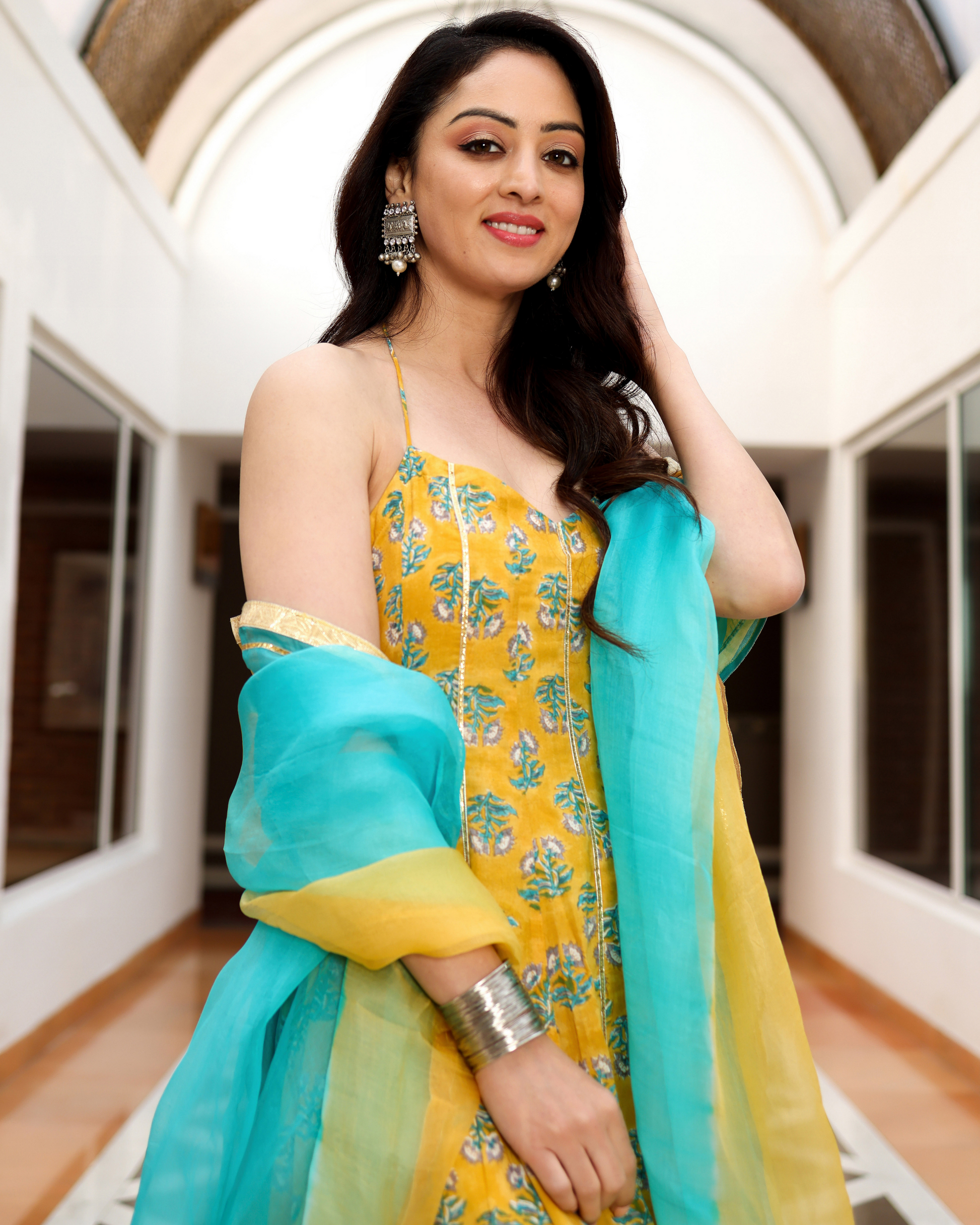 Curl Yellow Handblock Suit Set My Store