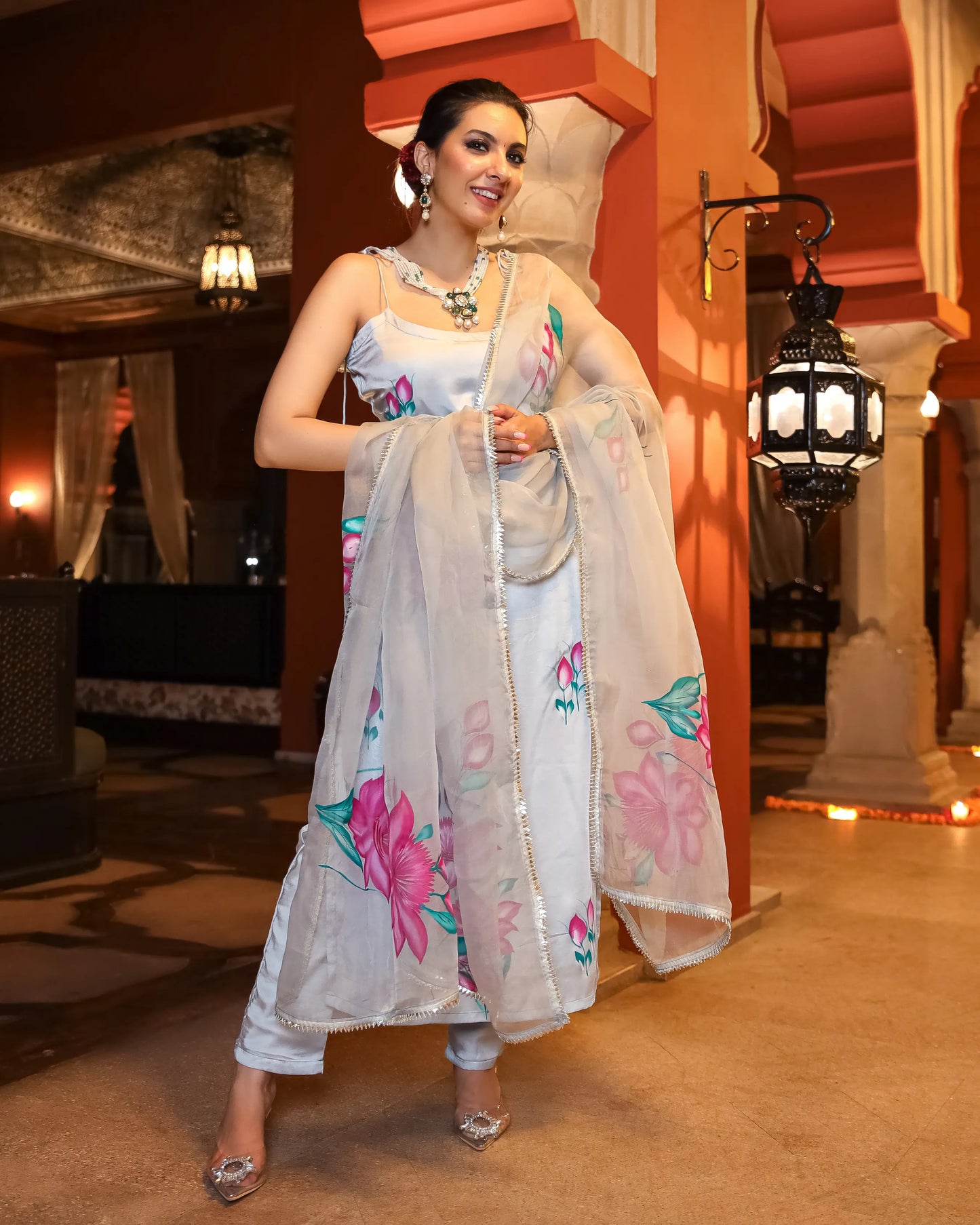 Arabic Grey Handpainted Suit Set My Store