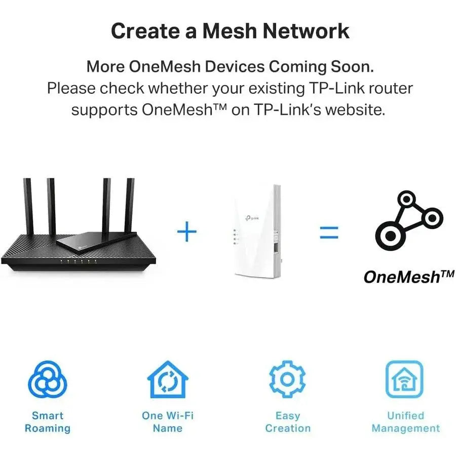 TP-Link AX3000 Mesh Dual Band Wi-Fi 6 Range Extender RE700X