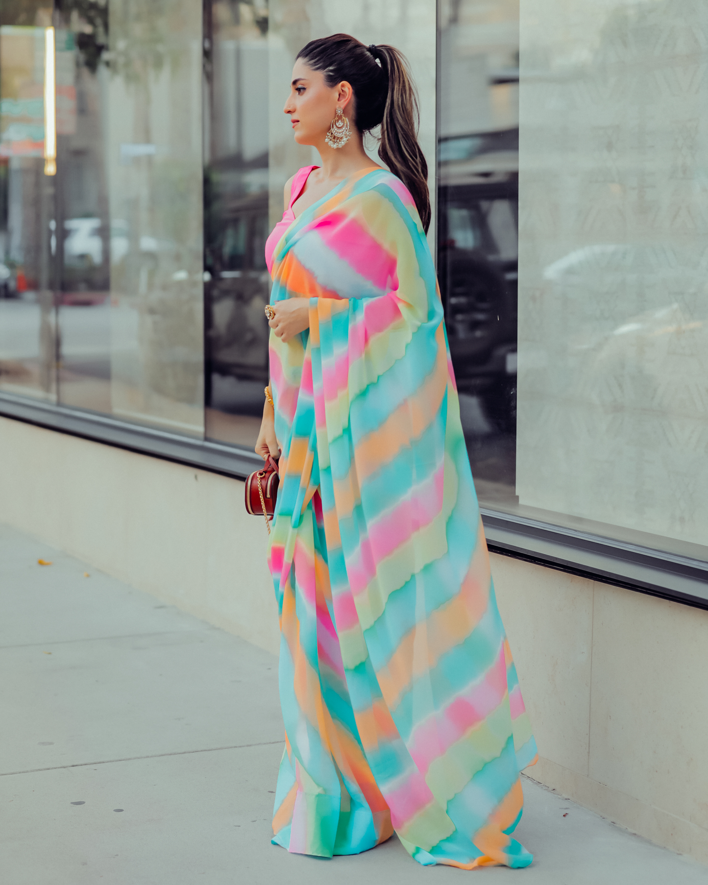 Jazzy Mix Leheriya Pure Chiffon Saree Quick Cart