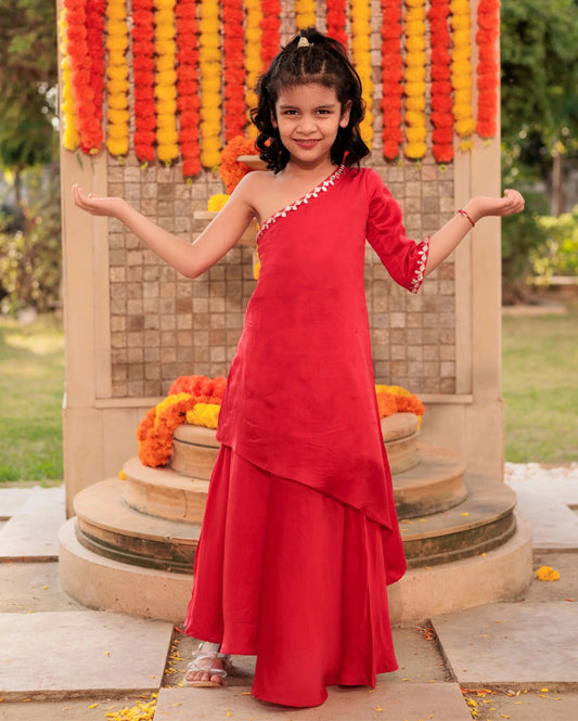 Cheery Charm Red Satin Coord Set My Store