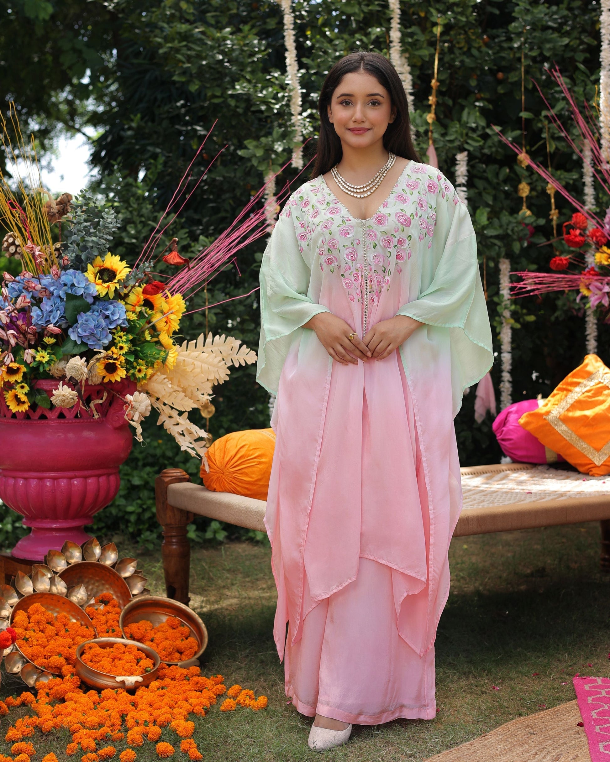 Mint Breeze Ombre Silk Coord Set Quick Cart