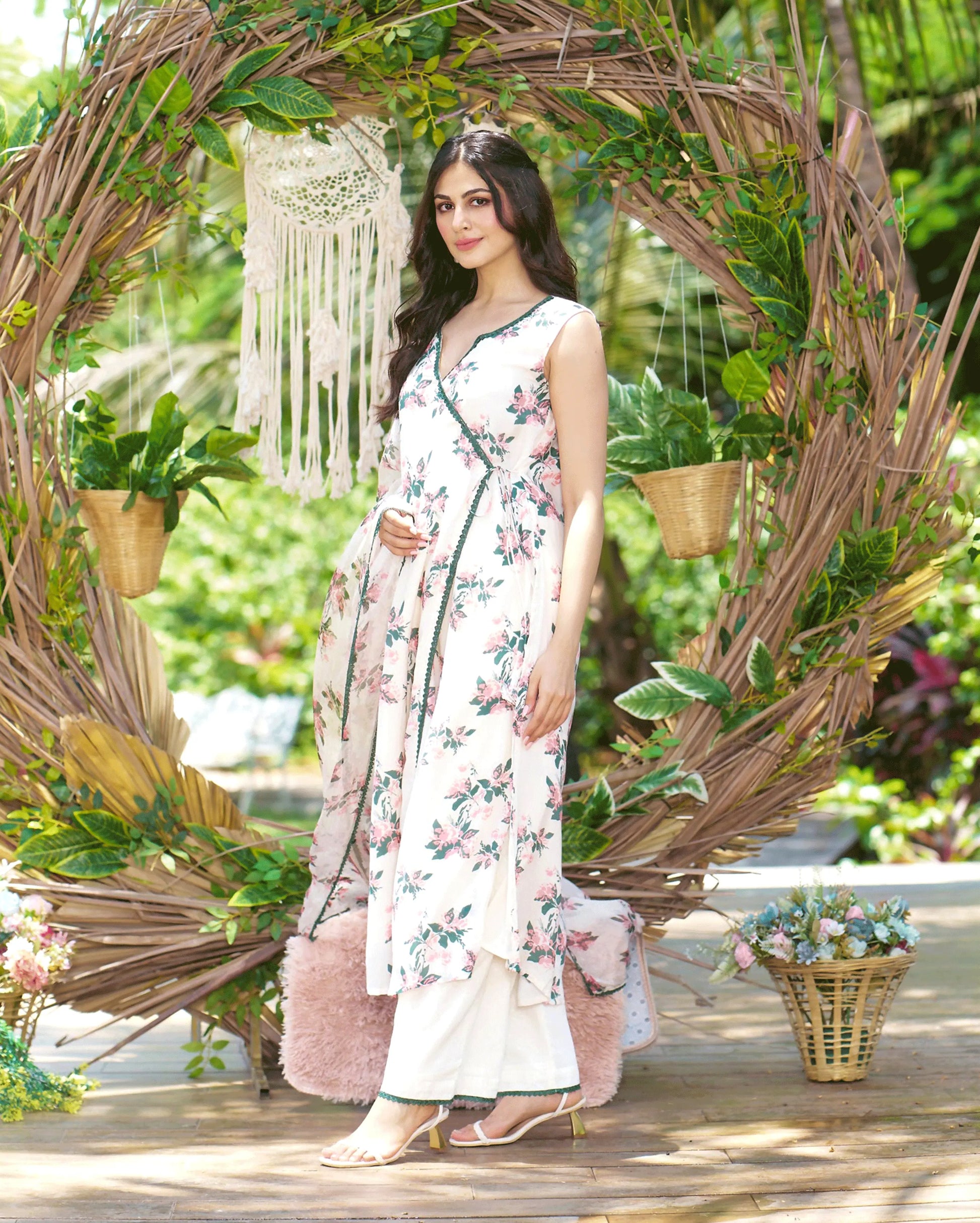 Rishika Off White Printed Silk Suit Set My Store