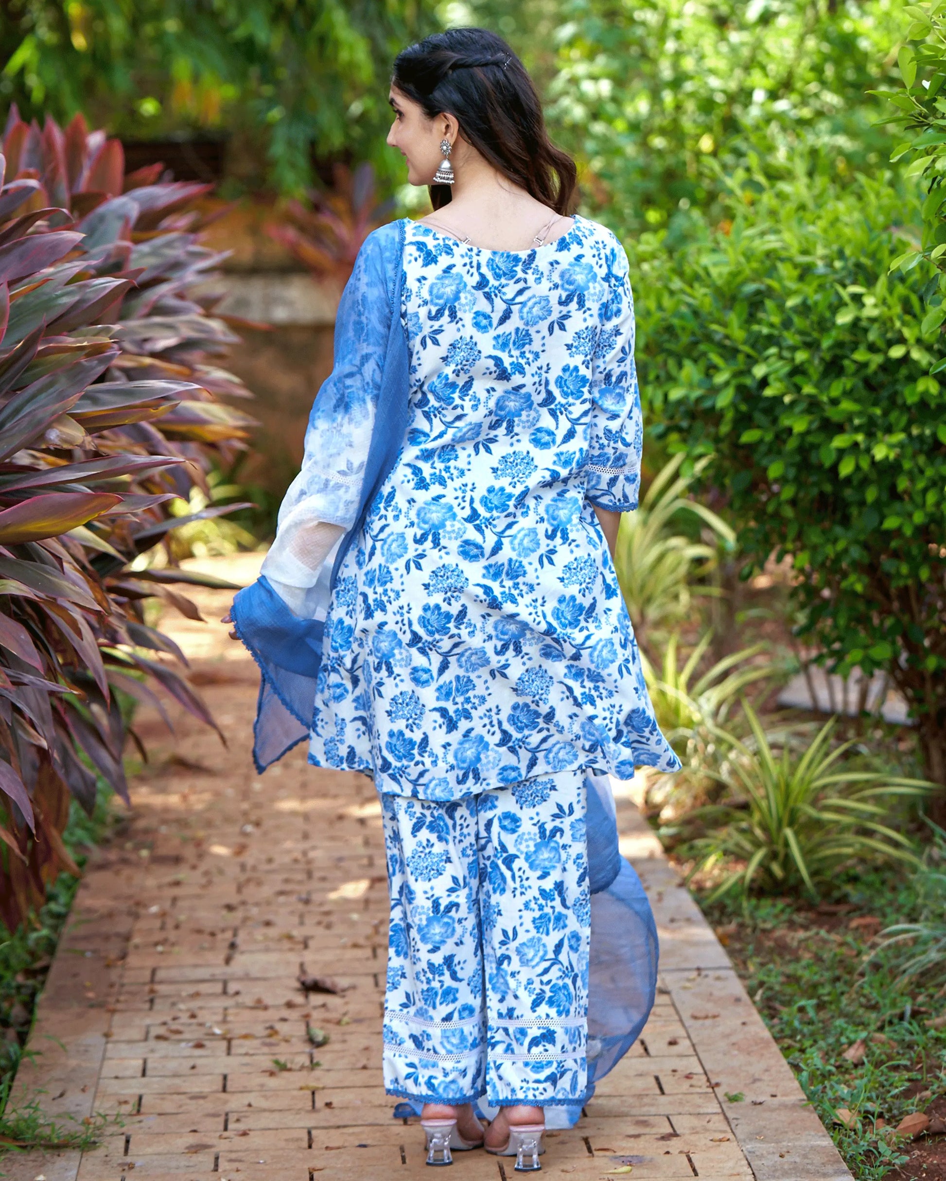 Fresh Blue Printed Cotton Suit Set My Store