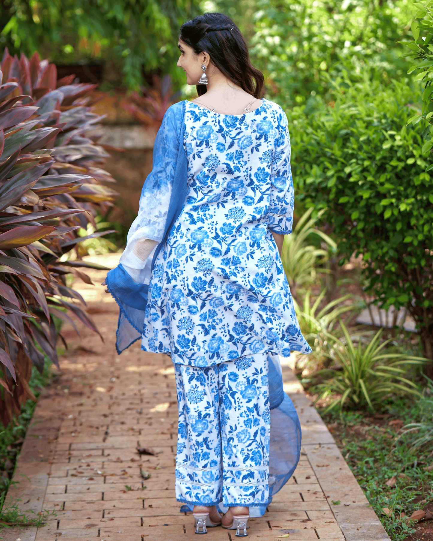Fresh Blue Printed Cotton Suit Set My Store