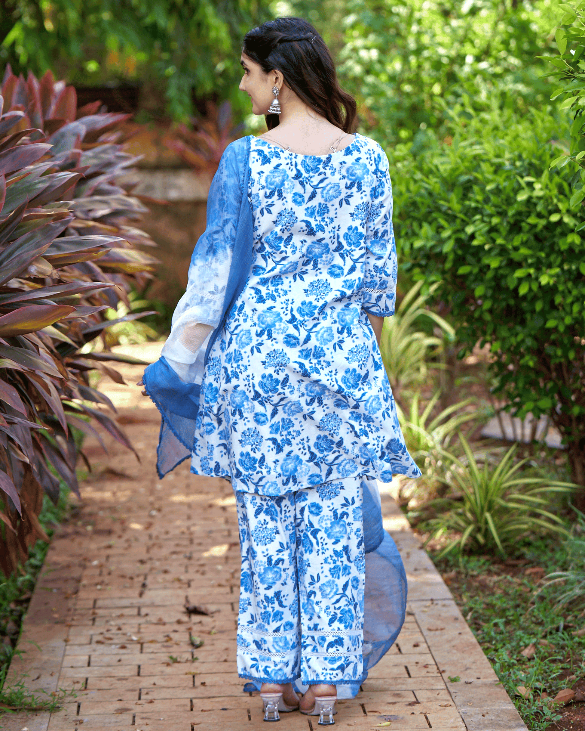 Fresh Blue Printed Cotton Suit Set My Store