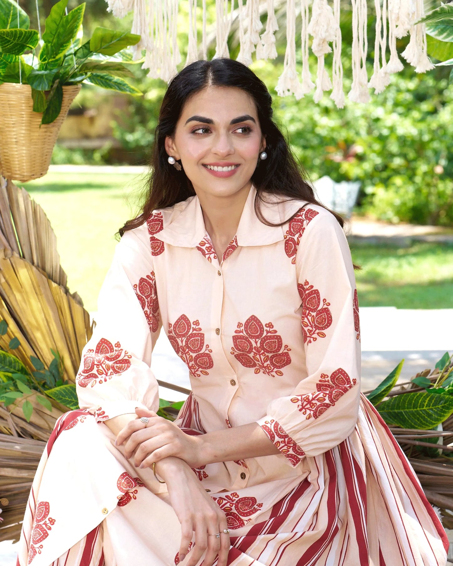 Noor Cream Printed Cotton Coord Set My Store