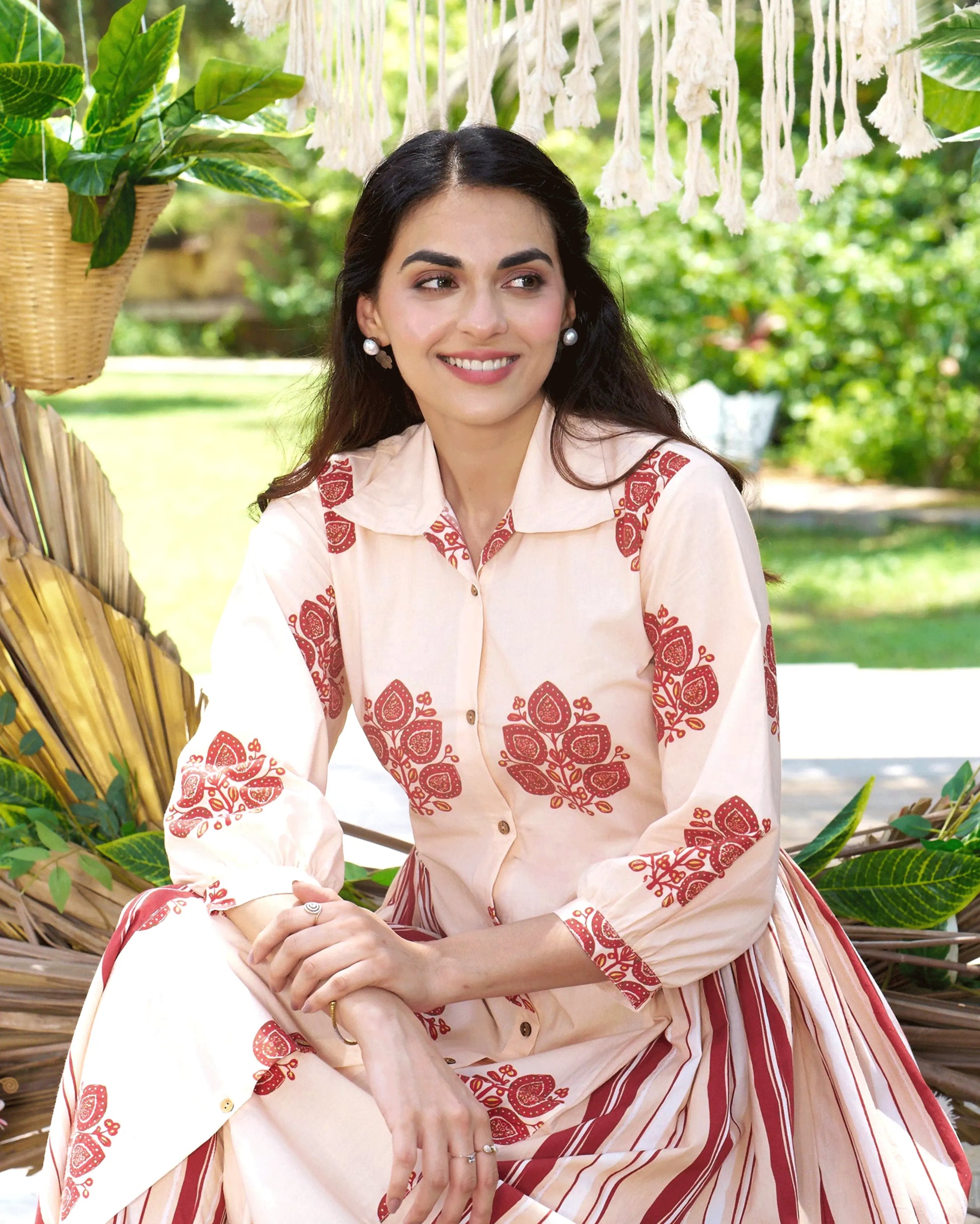 Noor Cream Printed Cotton Coord Set My Store