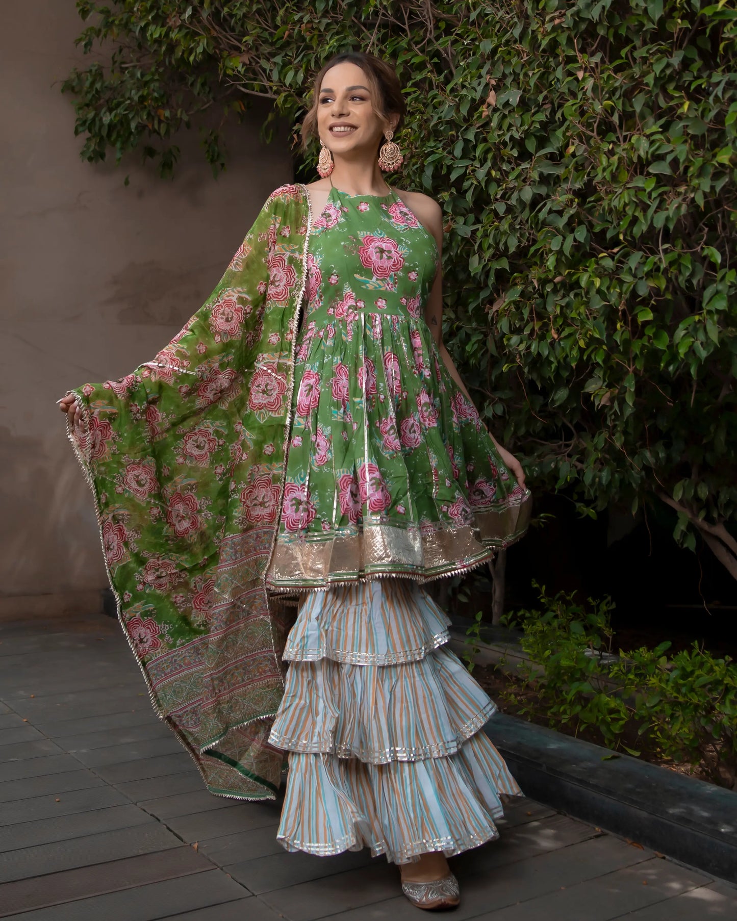 Secret Garden Handblock Gota Sharara Set My Store