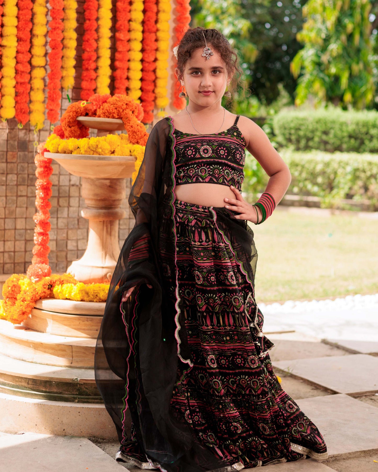Noir Mystique Black Chanderi Lehenga Set My Store