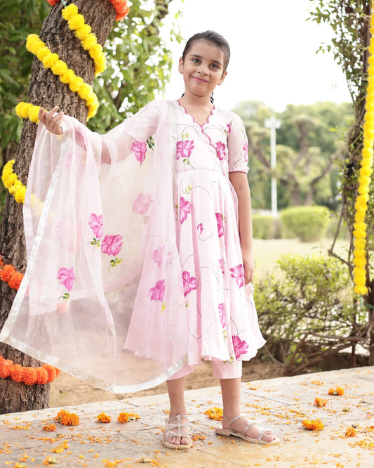 Dandelion Pink Muslin Silk Handcrafted Suit Set My Store