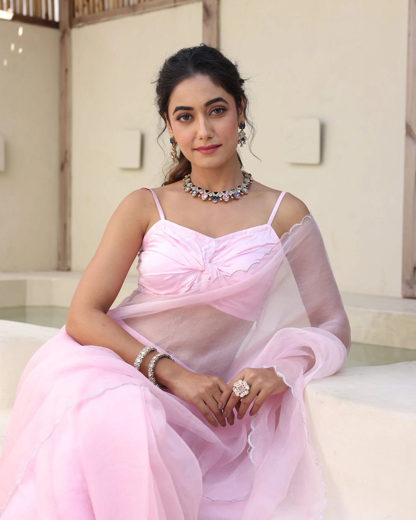 Saanjh Pink Satin Blouse My Store