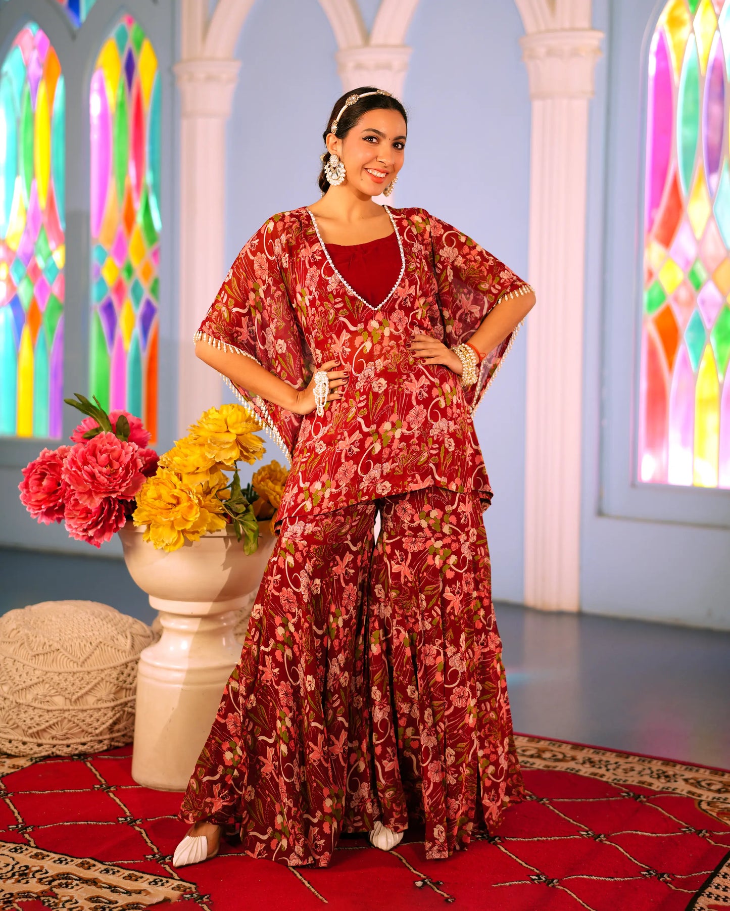 Surbhi Maroon Printed Georgette Coord set My Store