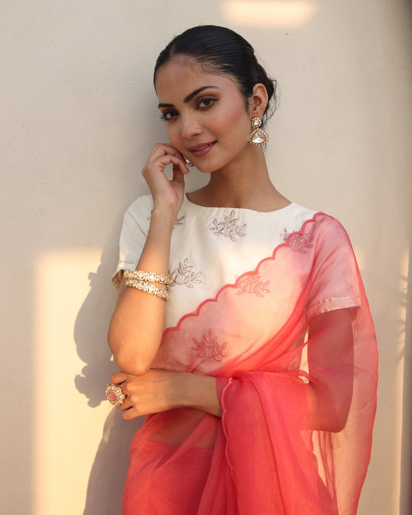 Tara White Chanderi Gotapatti Blouse My Store