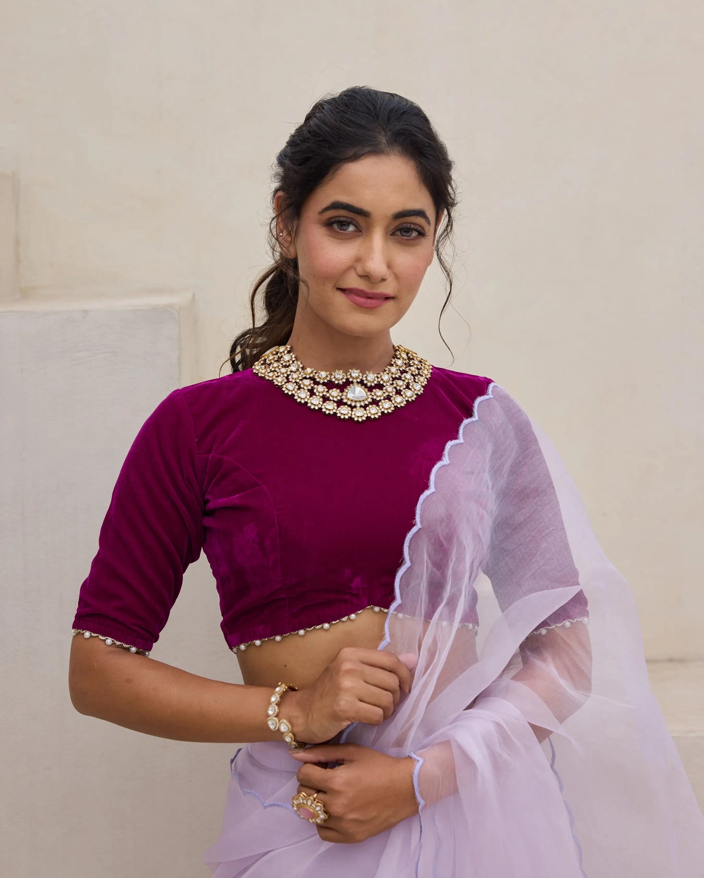 Silken Romance Purple Velvet Blouse My Store