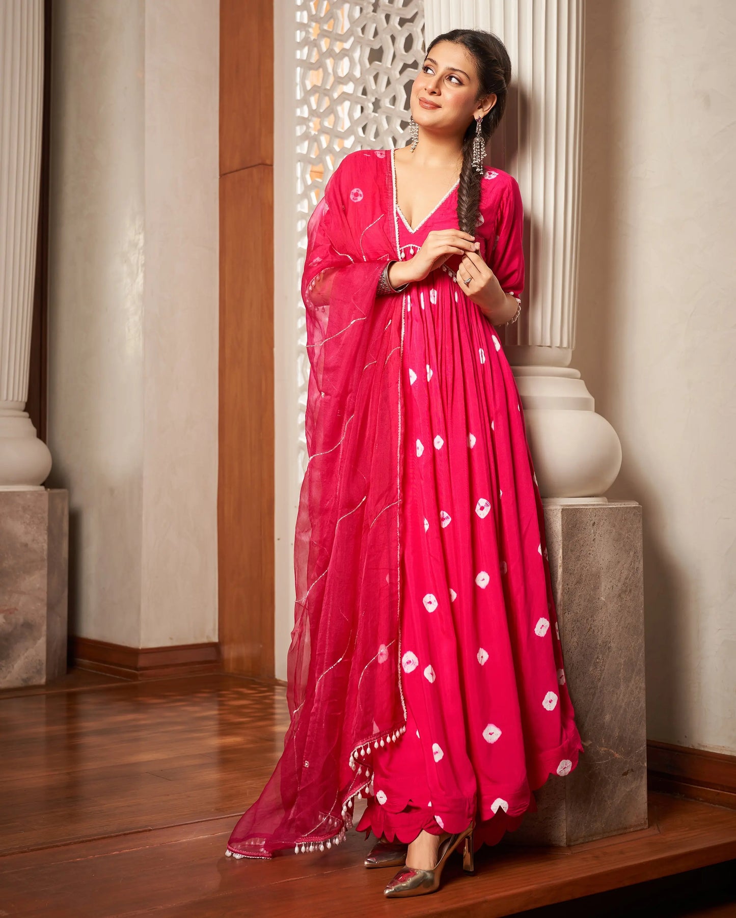 Mishika Pink Bandhani Silk Suit Set My Store
