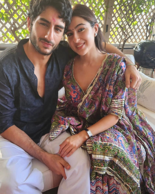 Multi Rose Handblock Sharara Set My Store