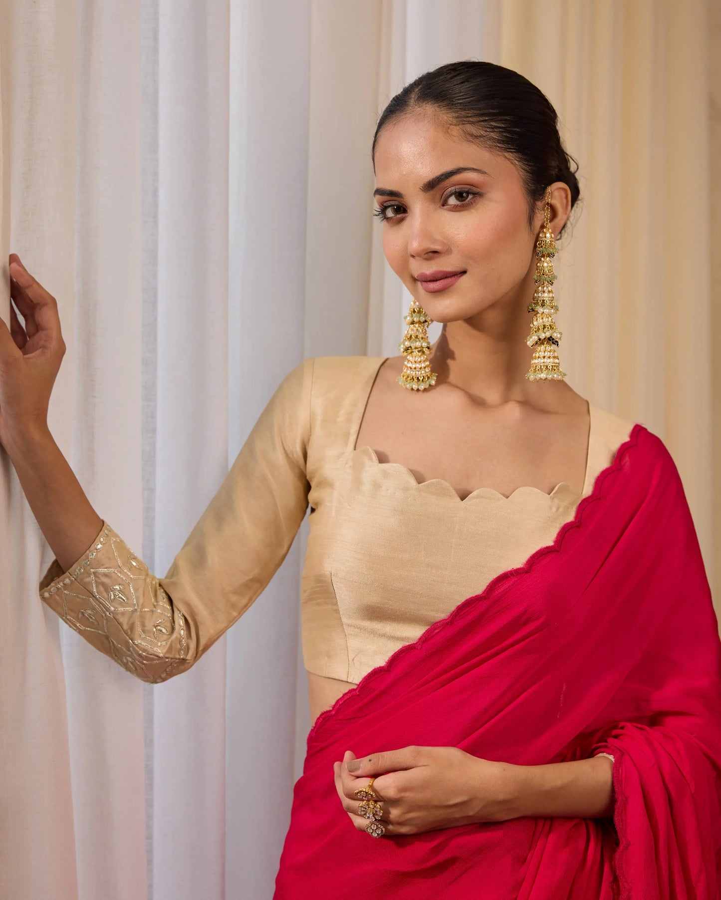 Ivory Charm Beige Silk Gotapatti Blouse My Store