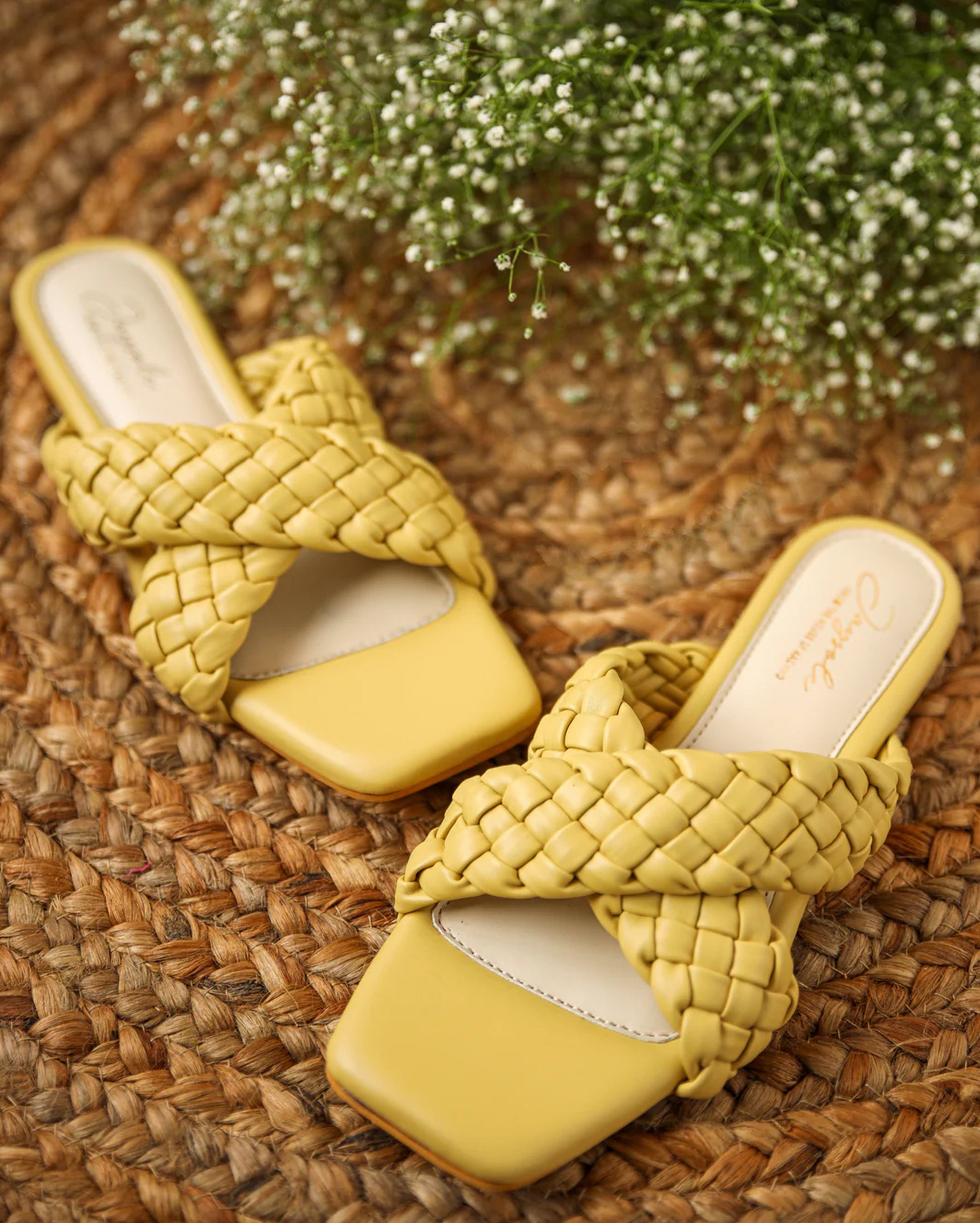 Blazing Yellow Braided Flats My Store