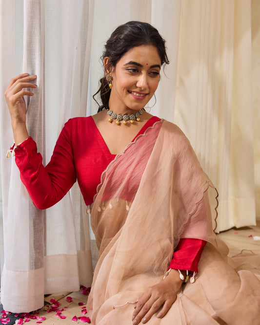 Rose Cascade Red Silk Blouse My Store