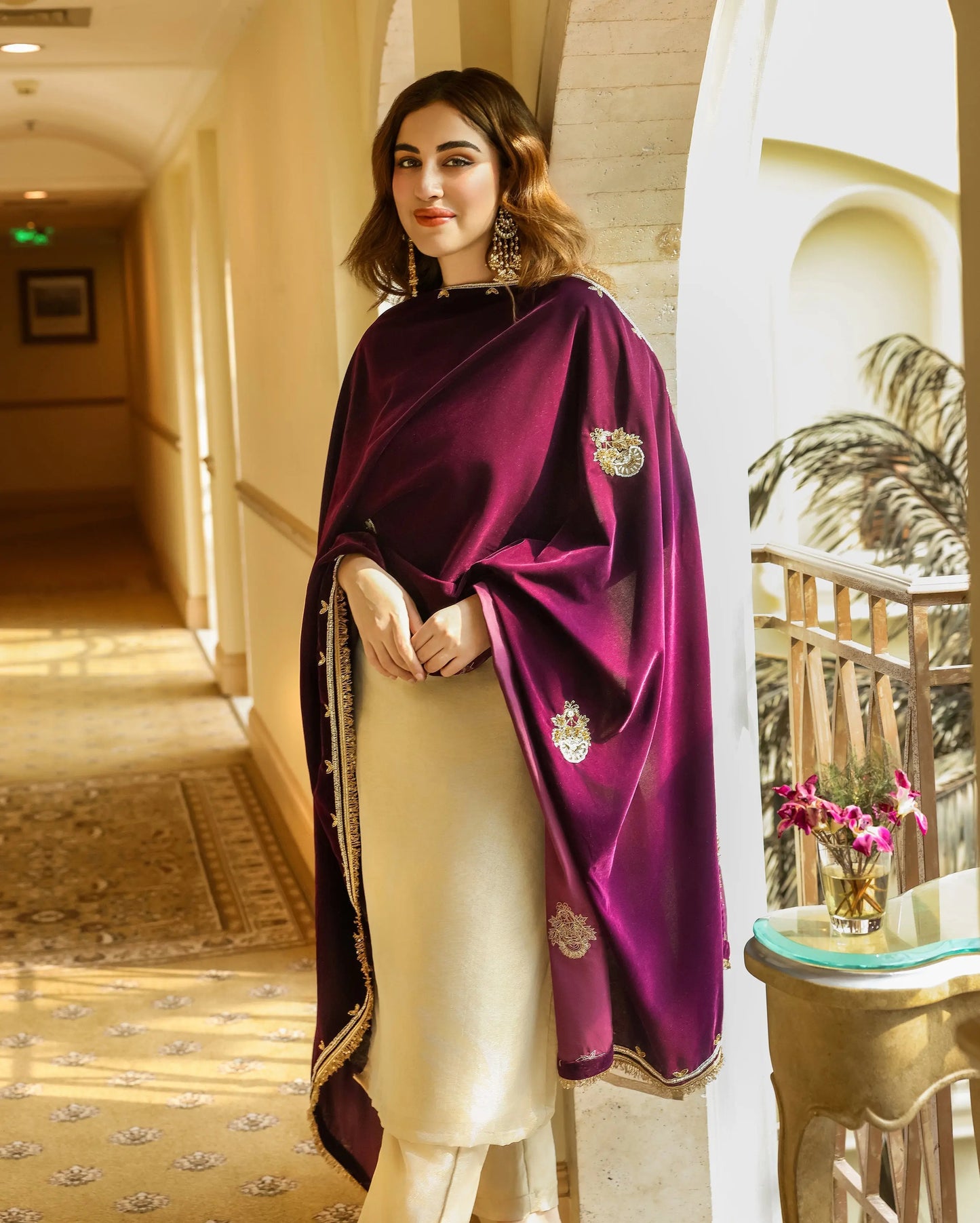 Surkh Purple Solid Velvet Shawl My Store