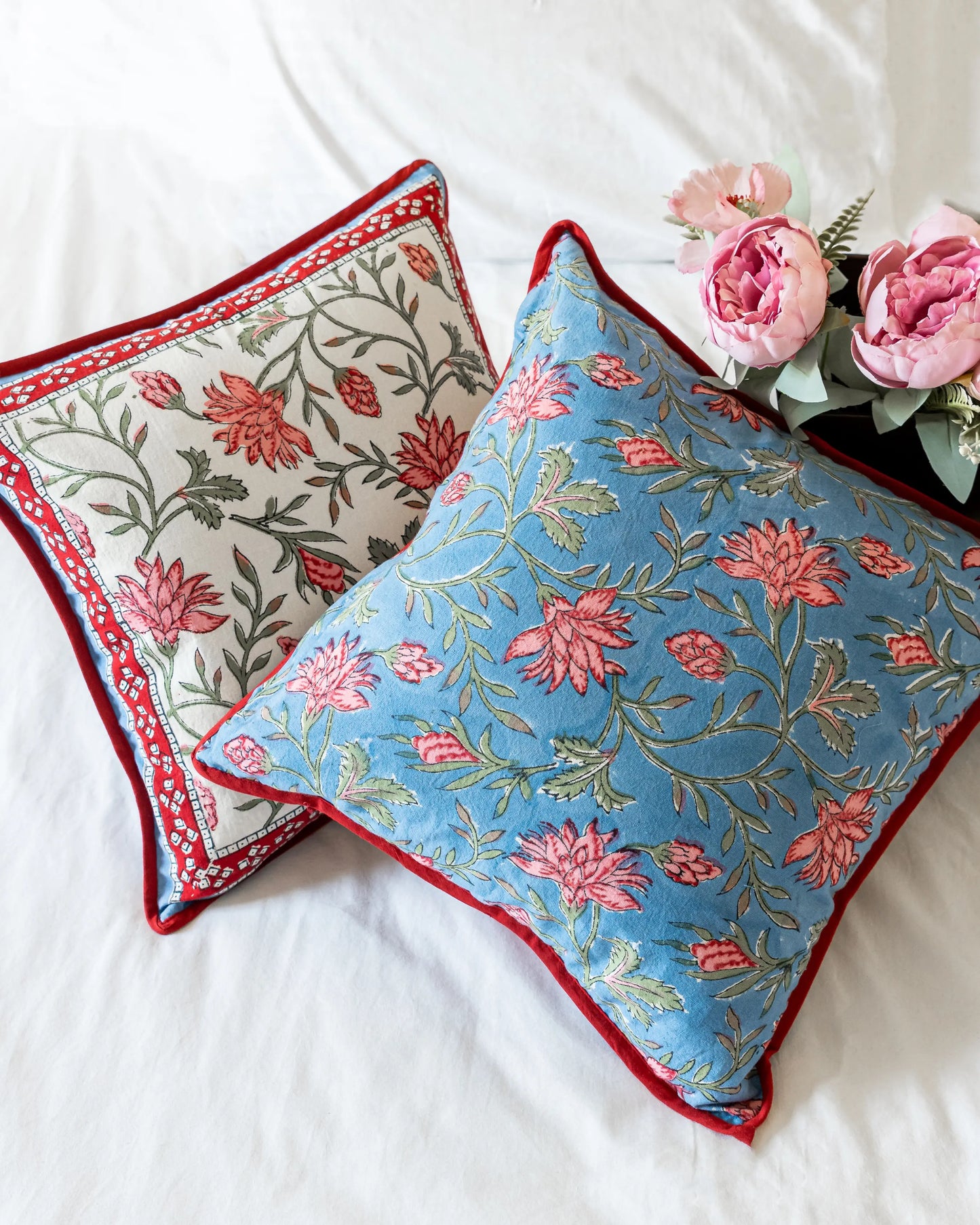 True Blue Handblock Cushion Cover My Store