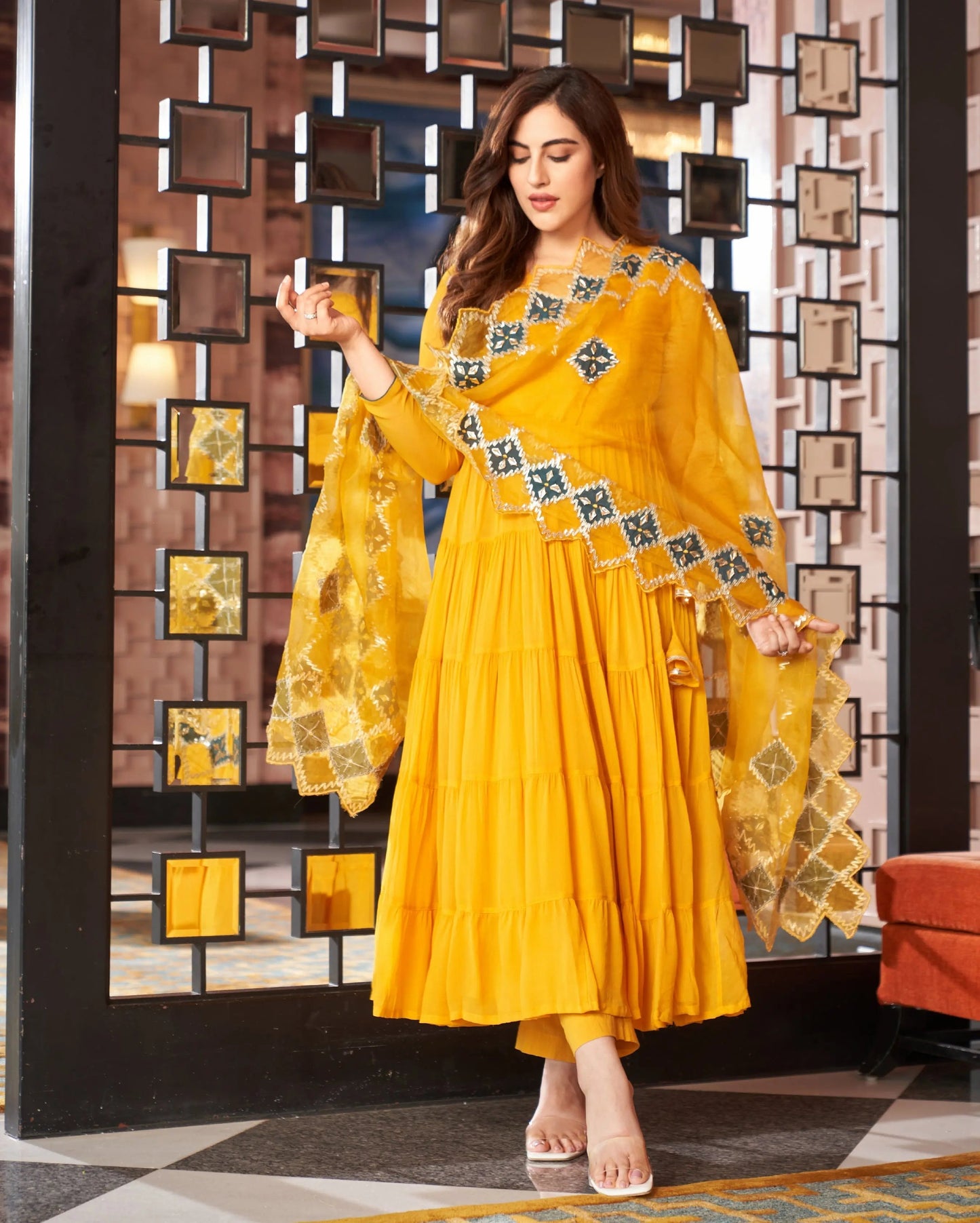 Resham Yellow Gotapatti Georgette Suit Set My Store