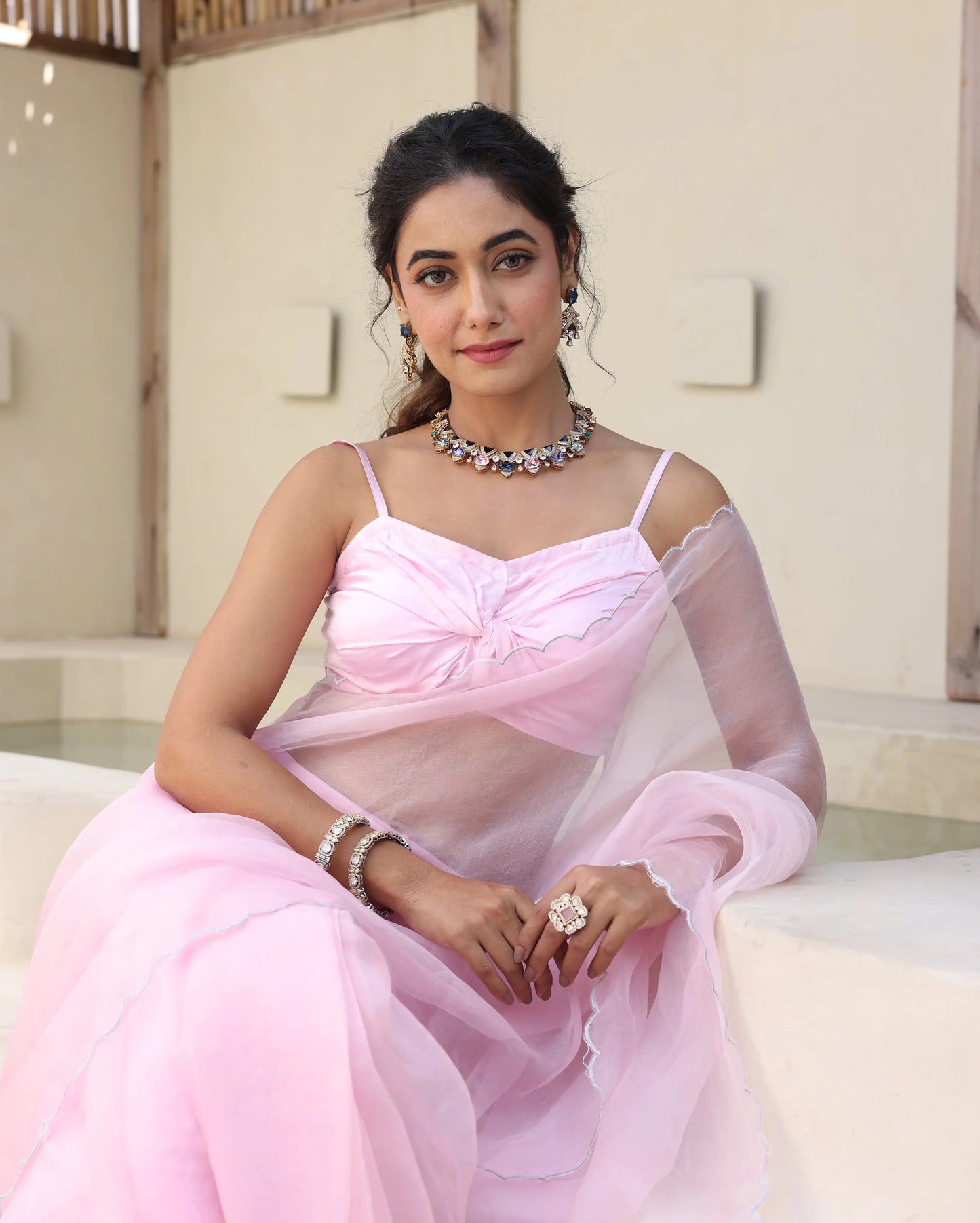 Saanjh Pink Satin Blouse My Store