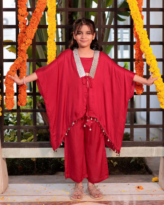 Rosy Reverie Red Satin Coord Set My Store