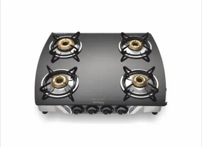Preethi Jumbo 4B SS Glass Top Gas Stove (GTS106 - PREETHI JUMBO 4B SS - BATI) My Store