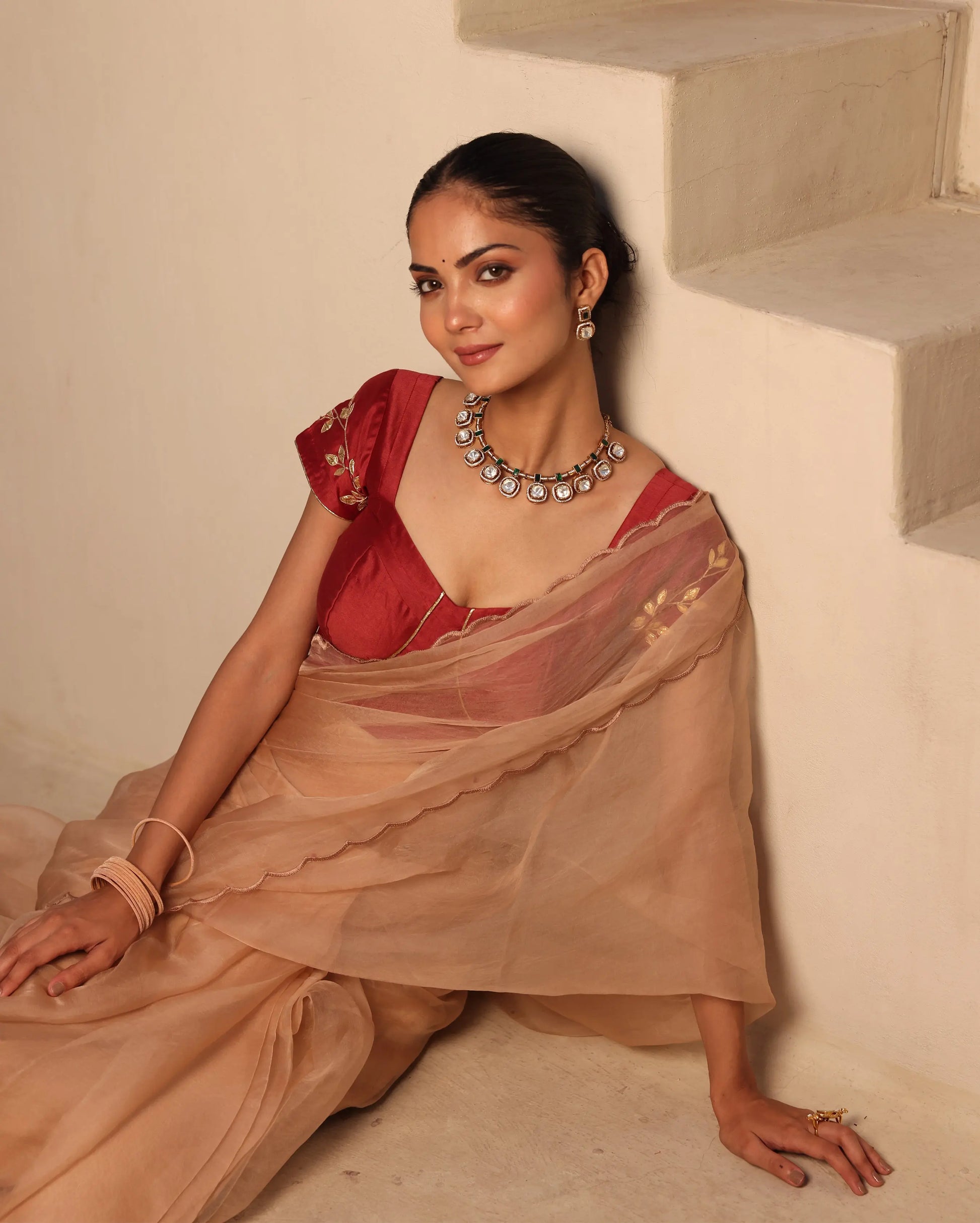 Nayra Maroon Chanderi Gotapatti Blouse My Store